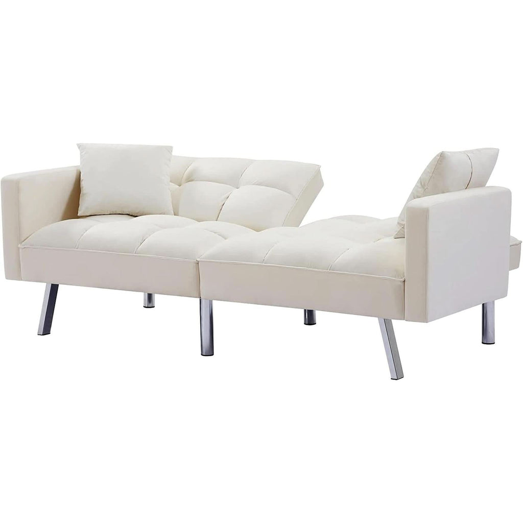Adjustable Loveseat Sofa Bed With Split Back And Metal Legs