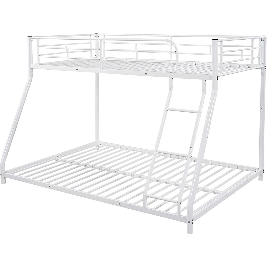 Twin Over Full Metal Bunk Bed With Flat Ladder Guard Rail