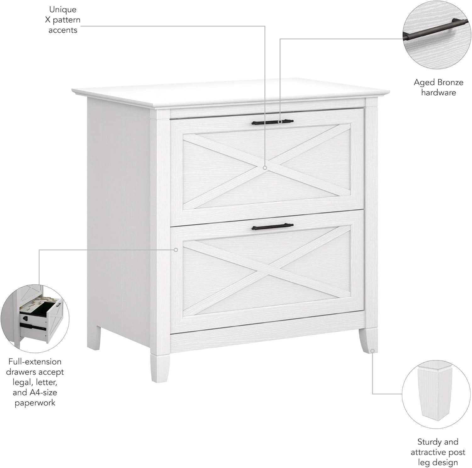 Key West Lateral File Cabinet 2 Drawer Modern Farmhouse