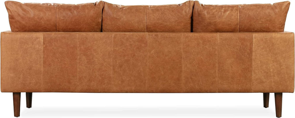 Girona 88 Inch Leather Sofa Cognac Tan With Tufted Back