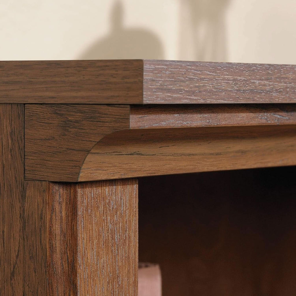 Two Tier Wooden Bookcase With Adjustable Shelf In Oiled Oak For Home Office And Living Room