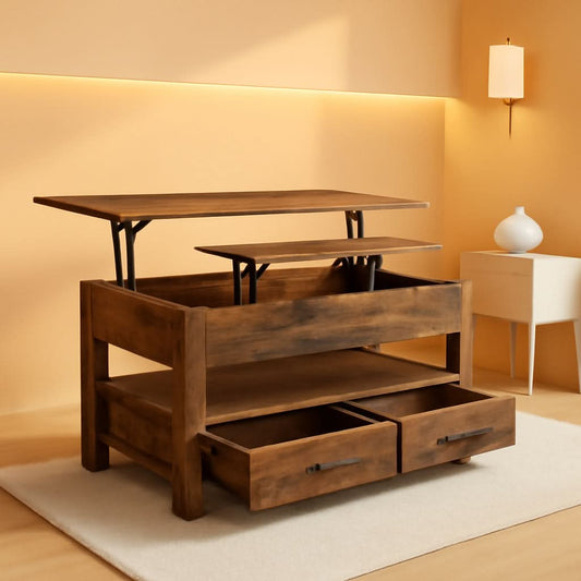 Rustic Brown Lift Top Coffee Table With Hidden Storage