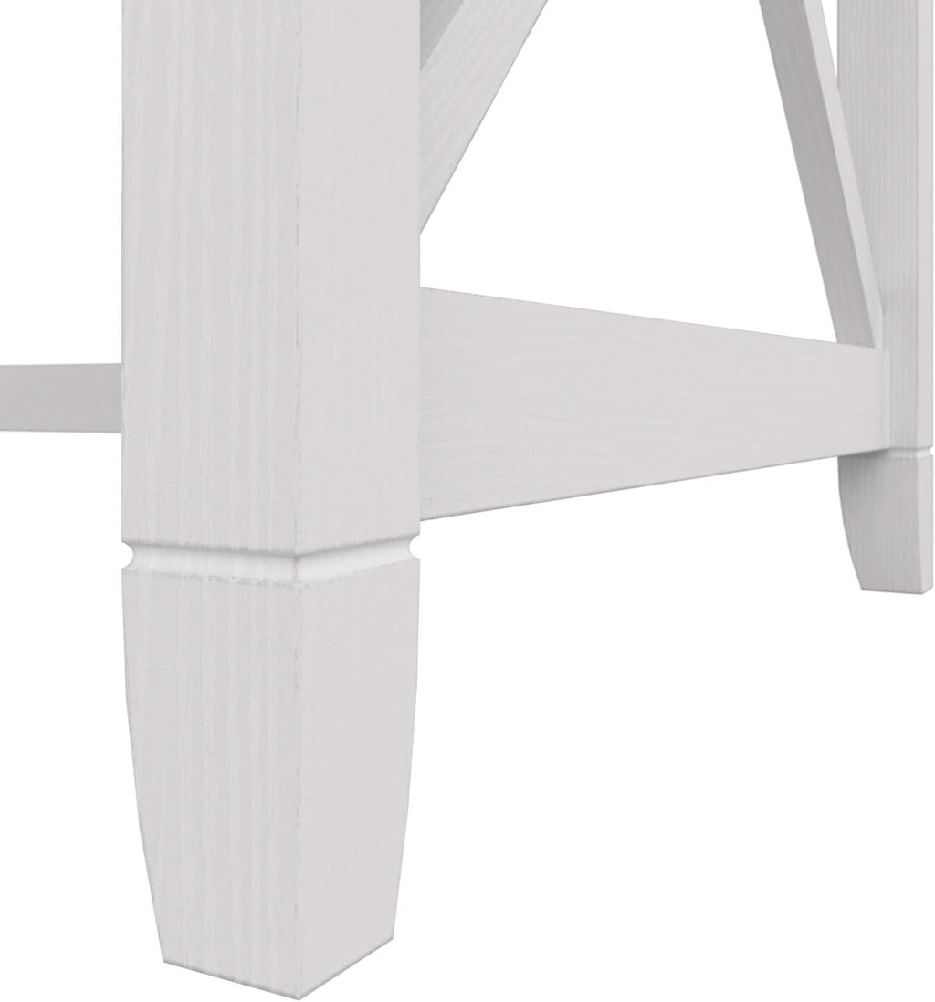 Bush Furniture Key West 60W L Shaped Desk Pure White Oak