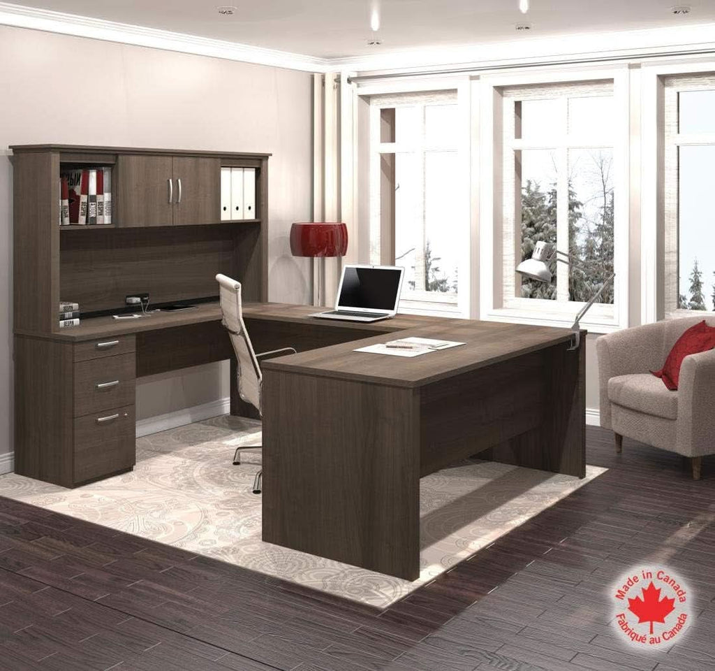 Logan 66W Antigua L Shaped Executive Desk With Pedestal