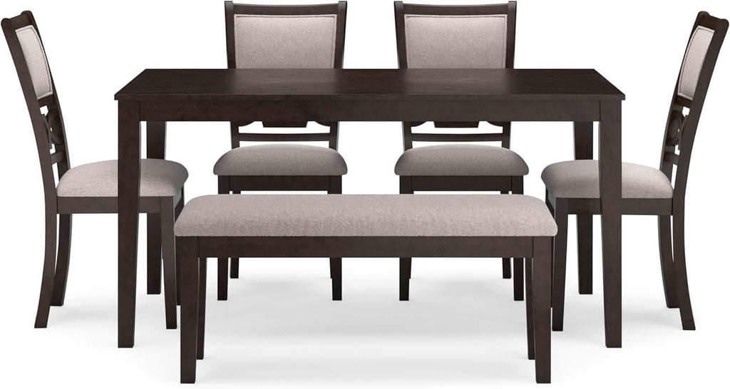 Cherry Brown Transitional Table Set Cushioned Chairs