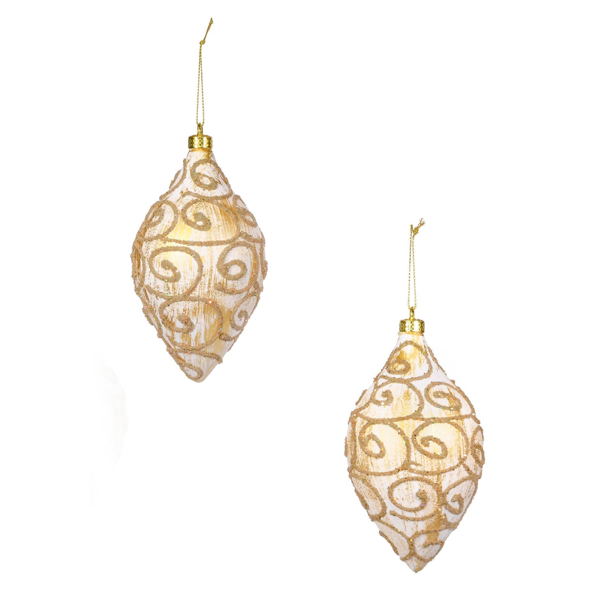 LARGE OLIVE WITH GOLD SPIRALS (2PCS)