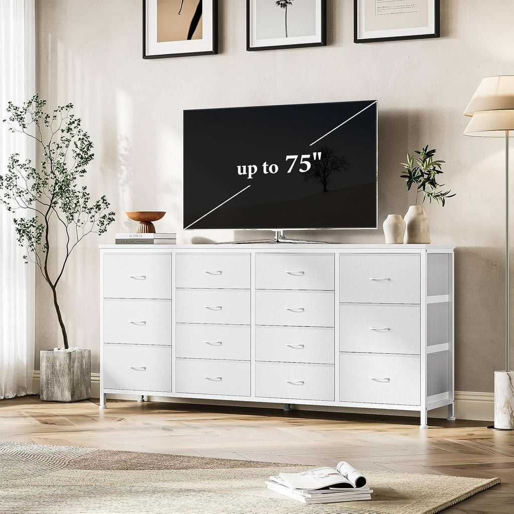 Ultramodern White 63 Inch TV Stand With Integrated Storage