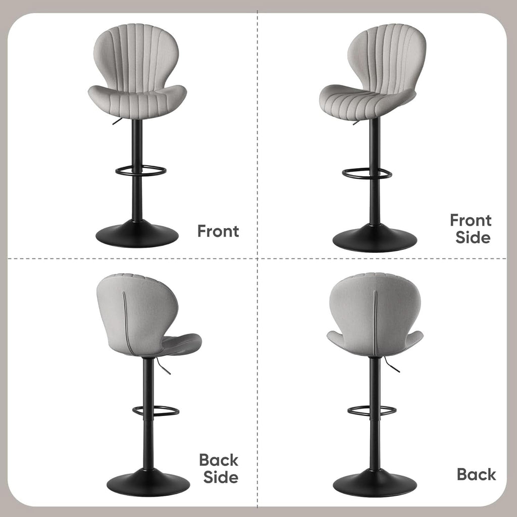 Light Grey Swivel Bar Stools Set Of 3 With High Backrest