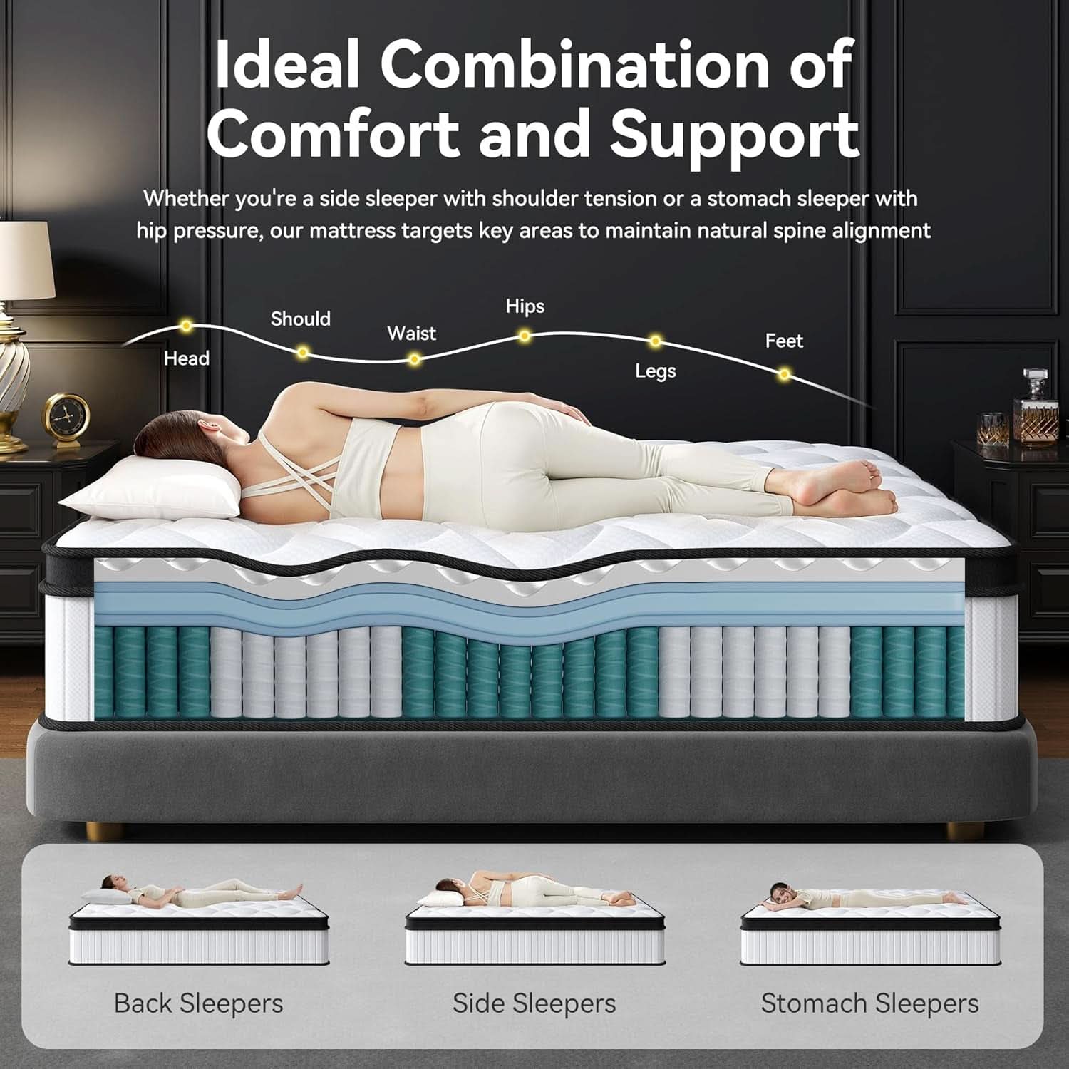 King Size Mattress With Pocket Springs Temperature Regulated