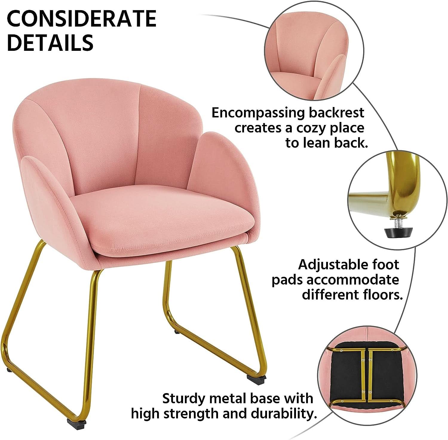 Pink Velvet Flower Armchair With Gold Legs Living Room