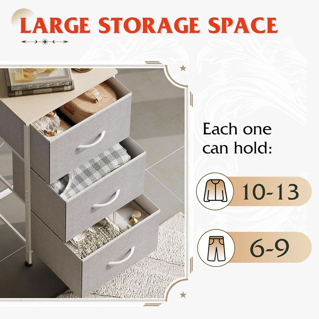 Light Grey Nightstand With 3 Drawers For Bedroom Hallway