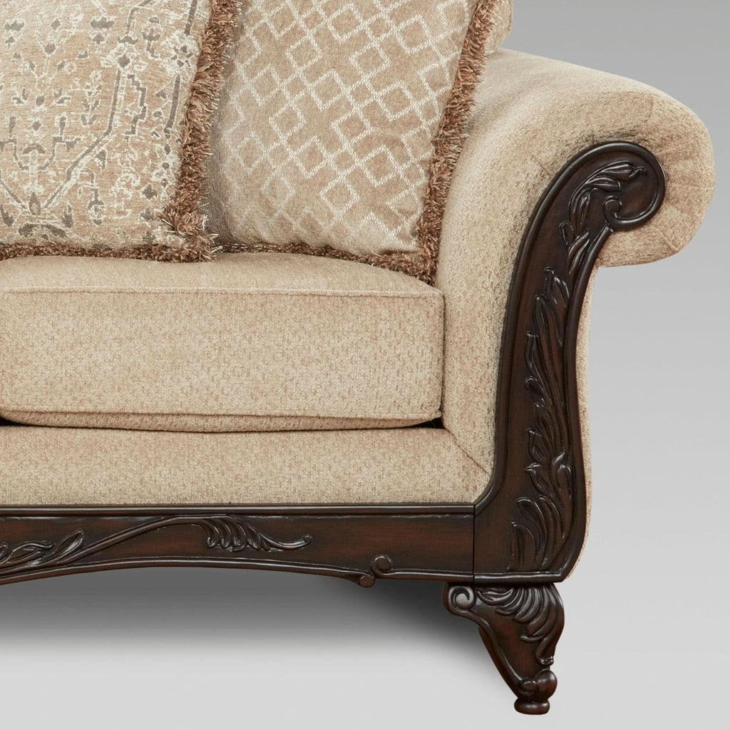 2 Piece Living Room Set Sofa and Loveseat in Beige Wheat
