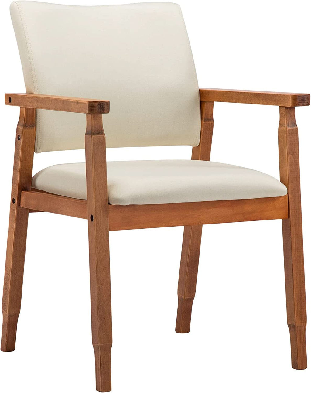Mid Century Modern Walnut Dining Chairs With Beige Fabric