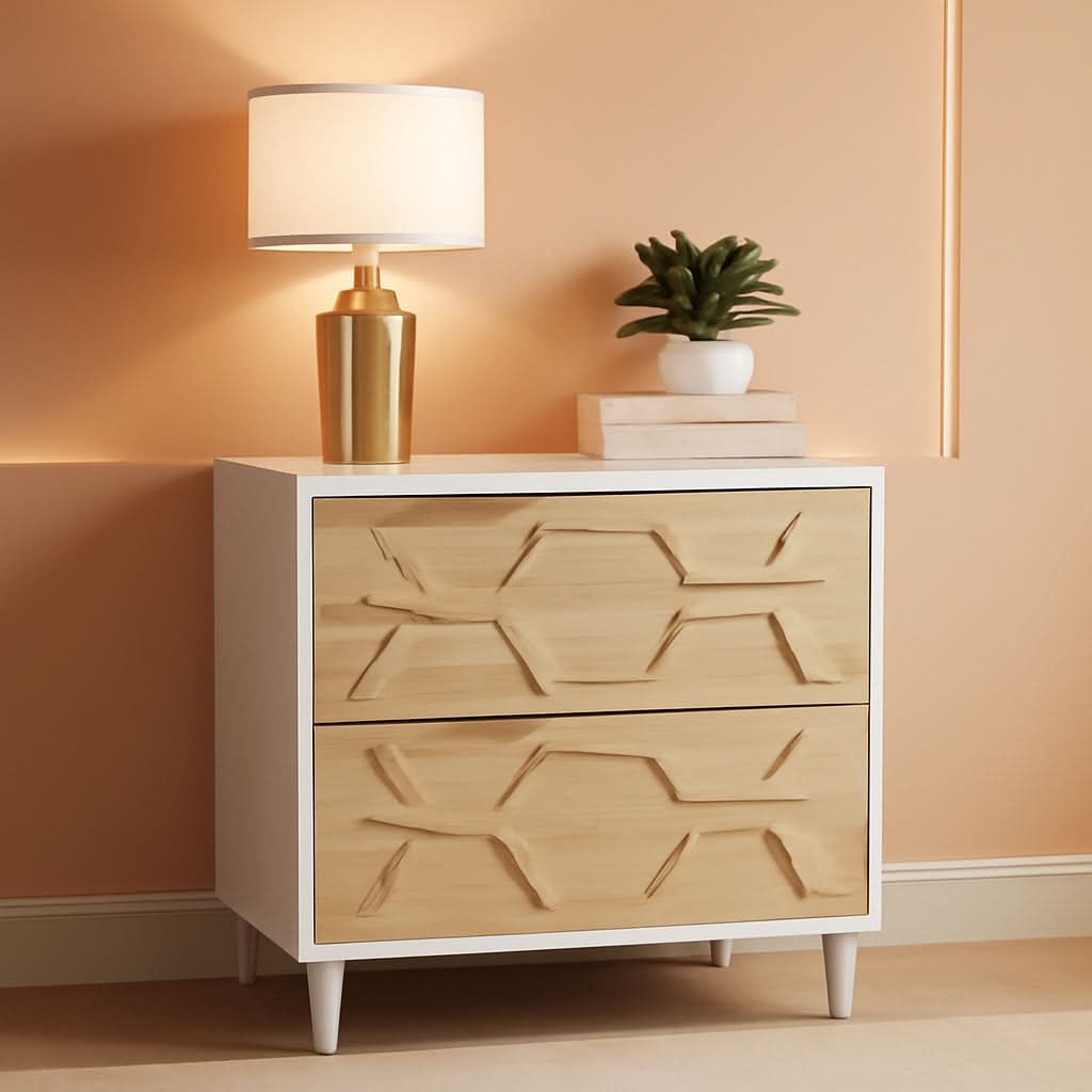 Two Drawer Lateral File Cabinet For A4 Letter And Legal Size Documents White And Walnut Printer Stand