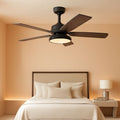 52 Inch Black Ceiling Fan With Lights Remote Control