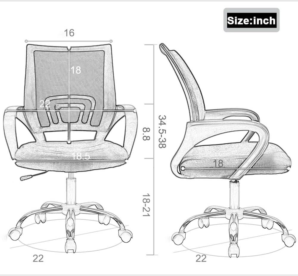 Blue Ergonomic Mesh Office Chair With Lumbar Support
