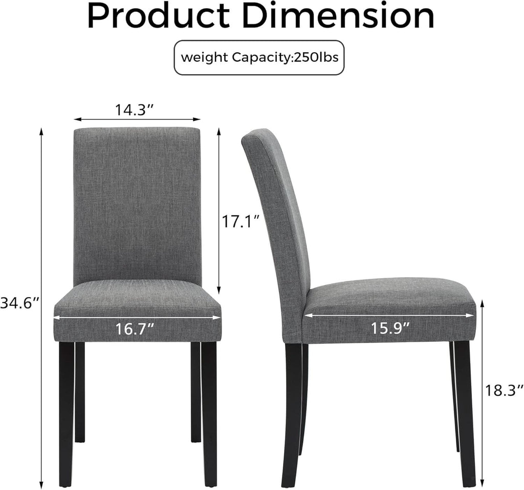 Gray Modern Fabric Upholstered Dining Chairs Set Of 4