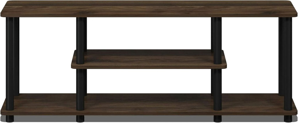 Turn-N-Tube 3-Tier TV Stand 50-Inch TVs No Tools Assembly Columbia Walnut Black