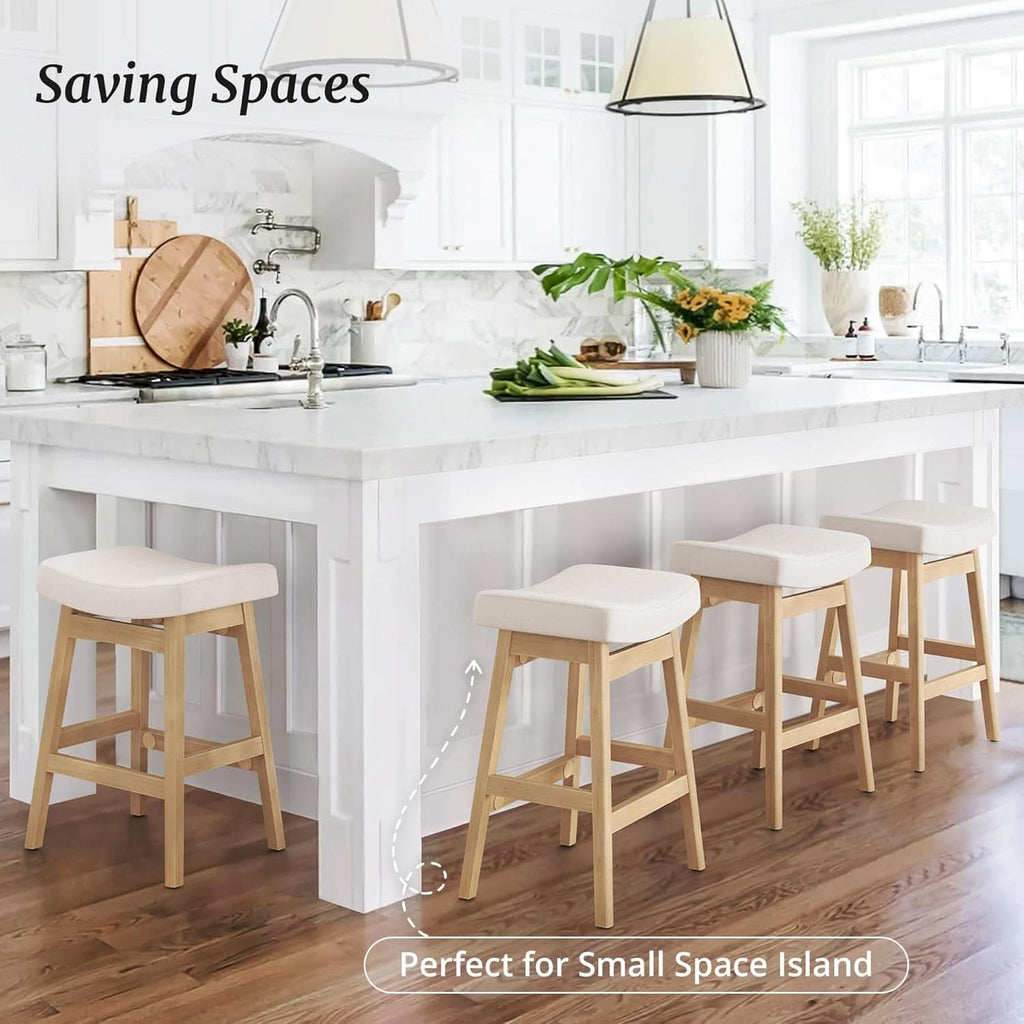 Bar Stools Set Of 3 24 Inch Counter Height Beige Stools
