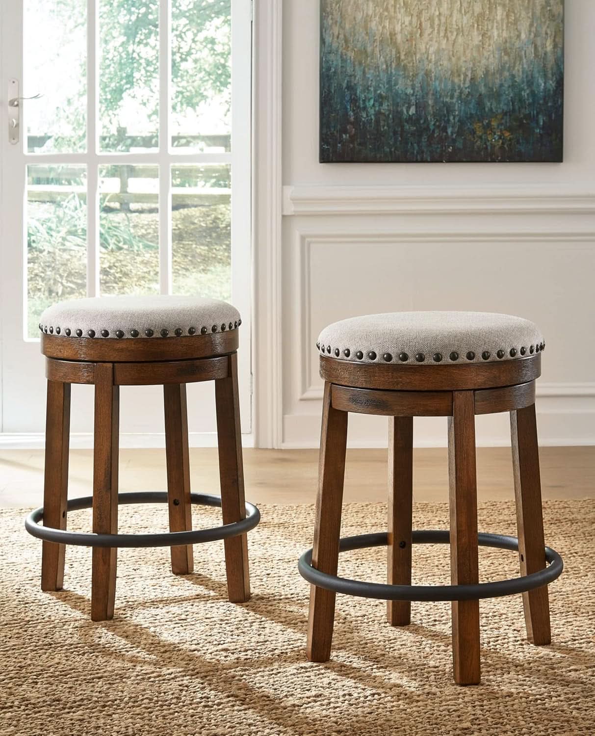 24 Inch Counter Height Swivel Bar Stool Brown And Black
