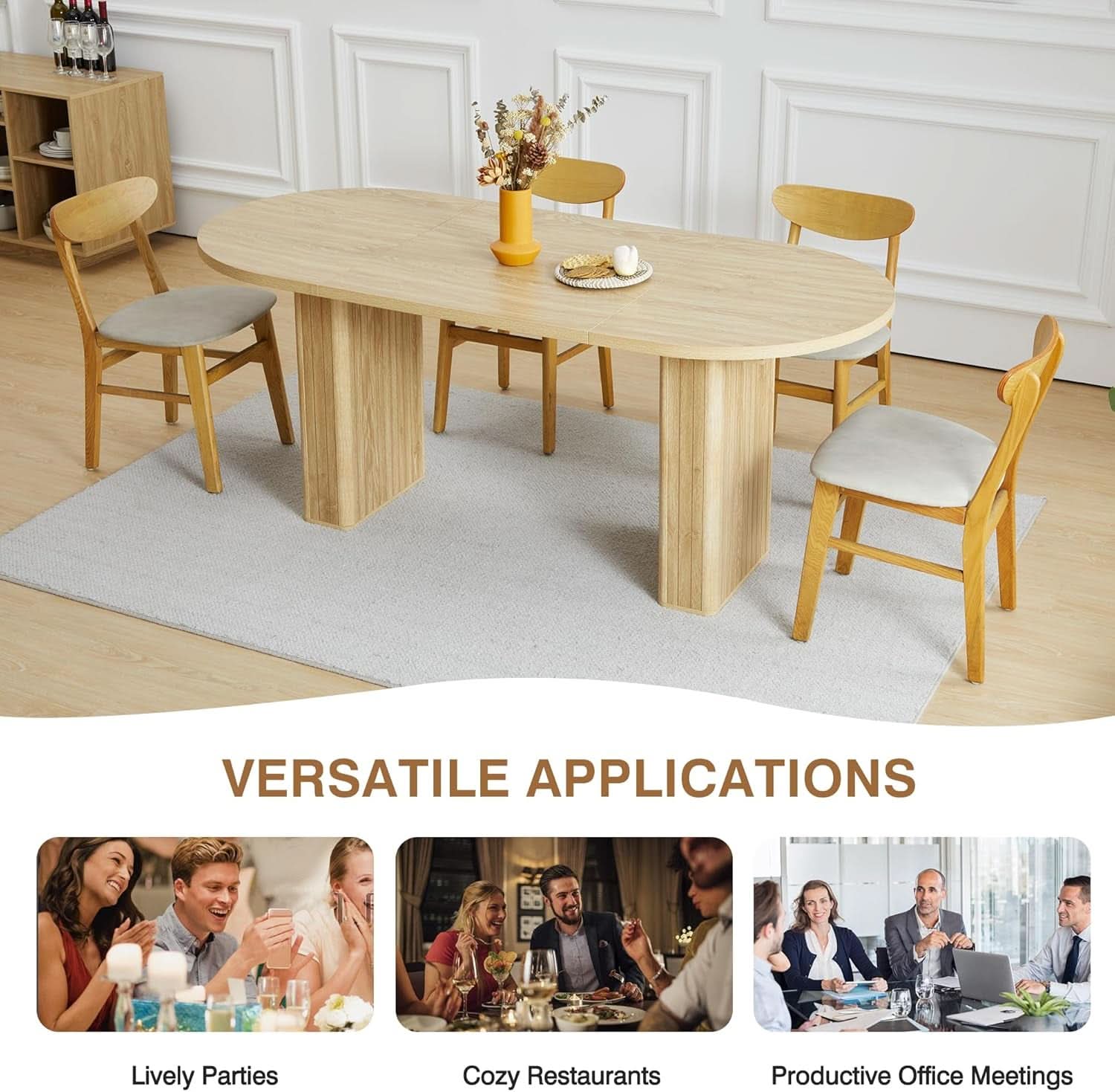 70.8 Inch Natural Dining Table For Kitchen And Dining Room