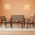4 Piece Patio Furniture Set With Glass Coffee Table Brown