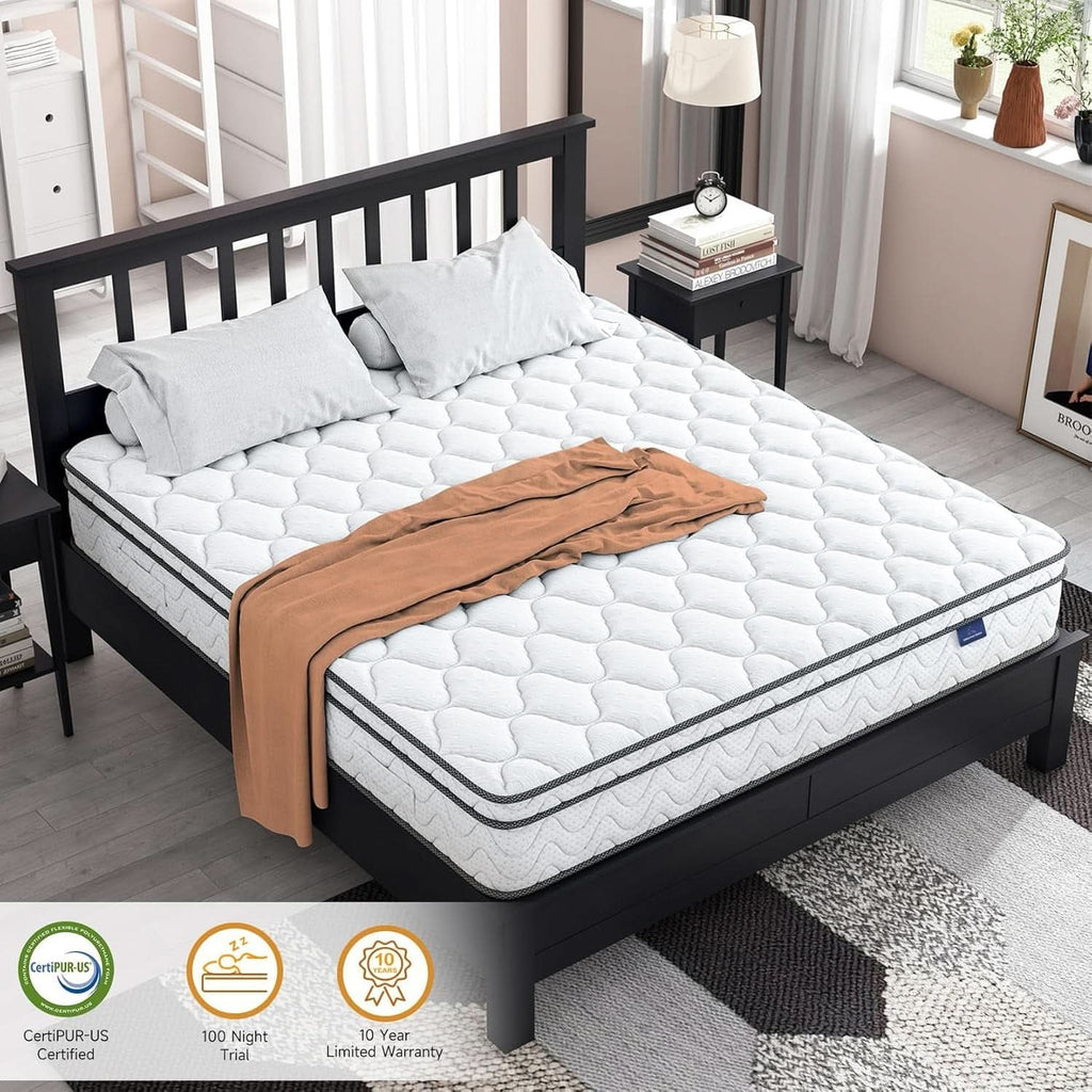 Twin Size Mattress 12Inch Fiberglass Free Memory Foam Hybrid