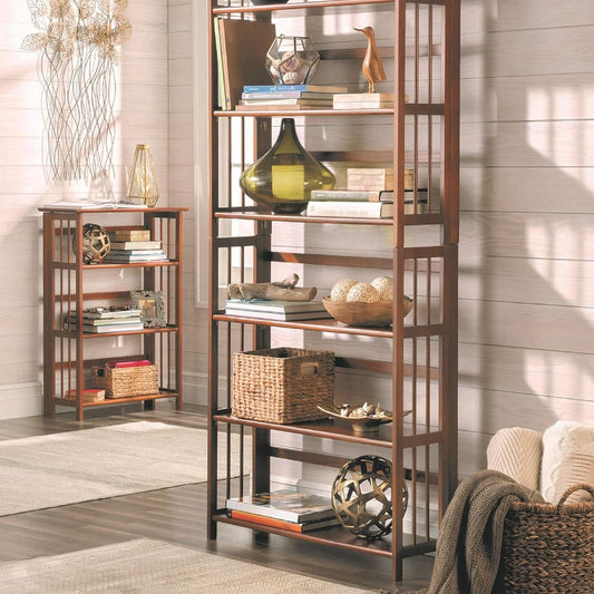 3 Shelf Stackable 27.5 Inch Wide Chestnut Fold Bookcase