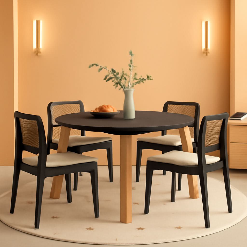 Tribase 47 Inch Round Burnt Black Dining Table Modern