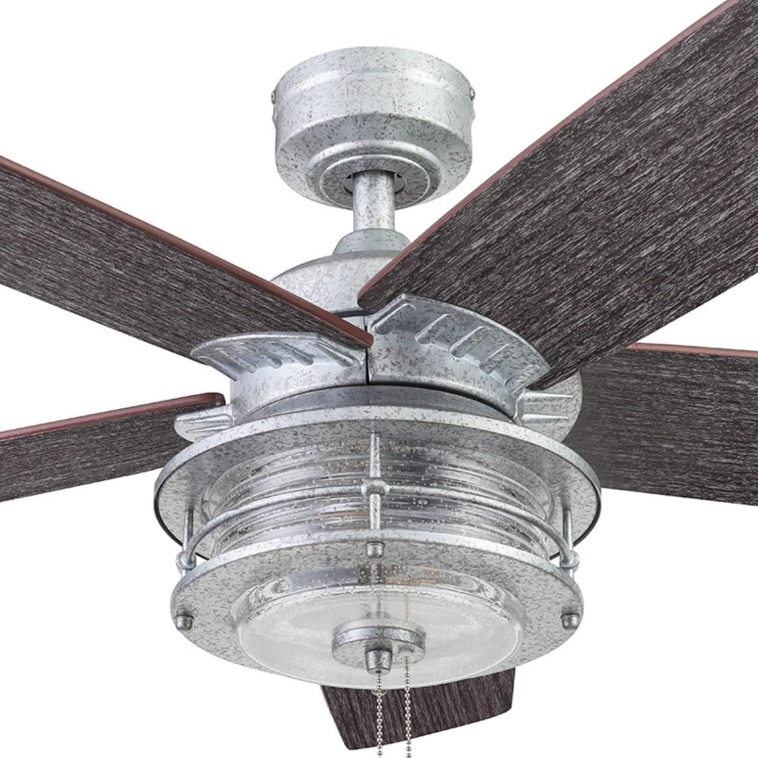 52 Inch Indoor Outdoor Ceiling Fan LED Light Dual Mount