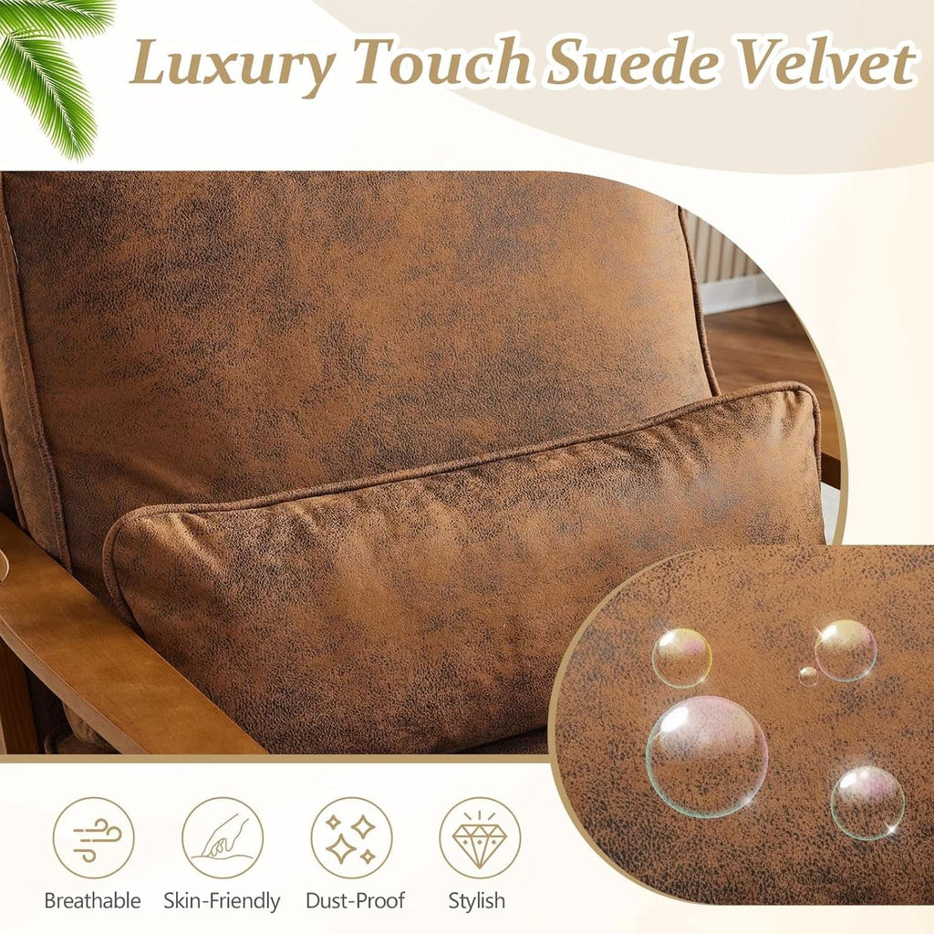 Mid-Century Modern Suede Upholstered Accent Chair Set of 2