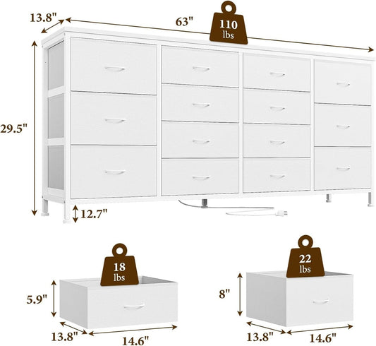 Ultramodern White 63 Inch TV Stand With Integrated Storage