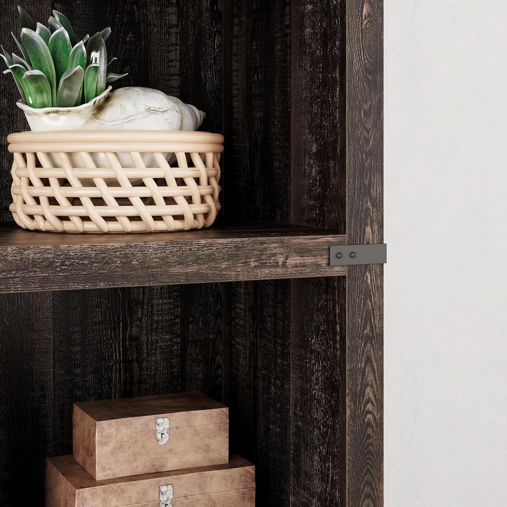 Farmhouse Cherry Bookcase 71 Inch Tall Sturdy Open Shelving