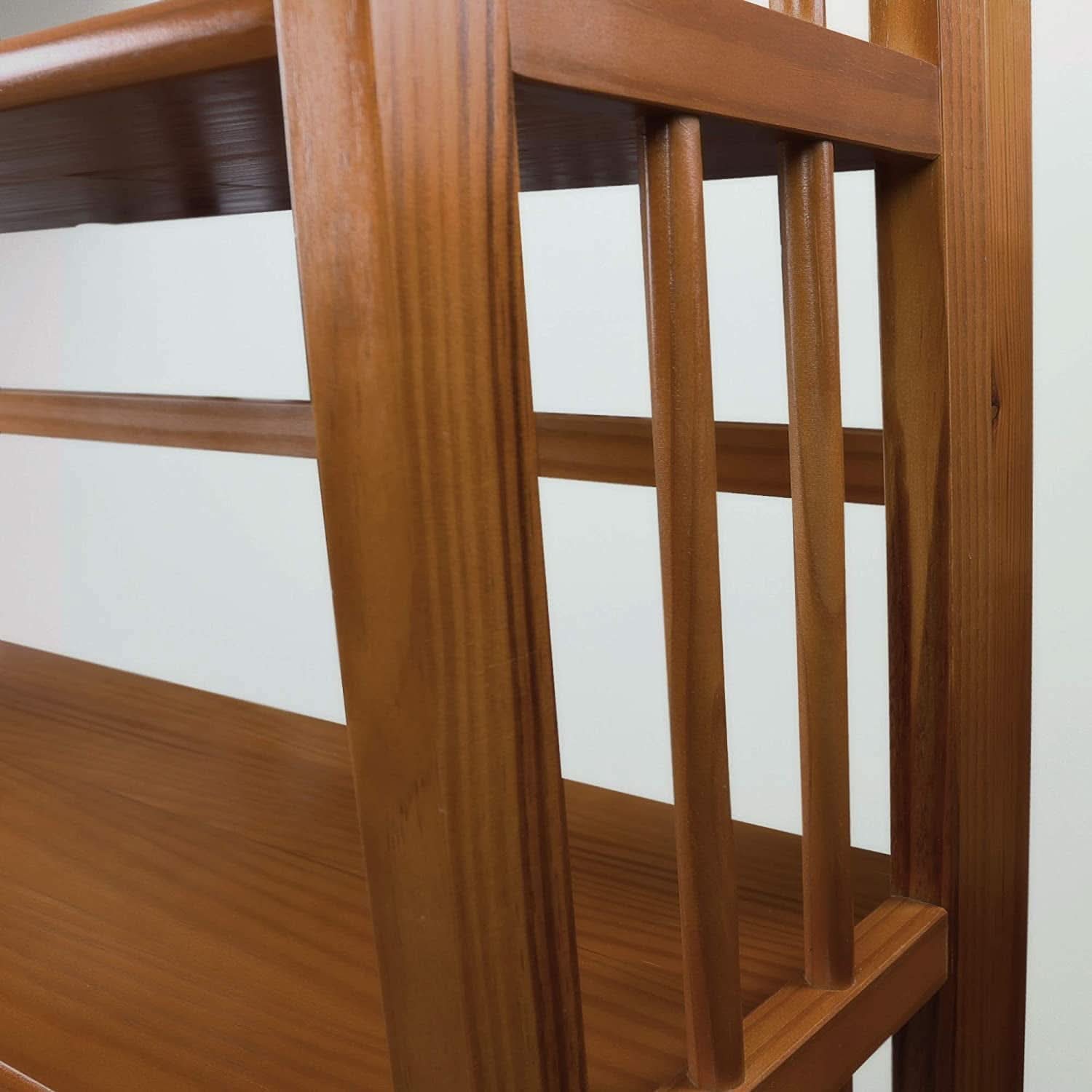 Chestnut Three Shelf Stackable Bookcase Solid Wood