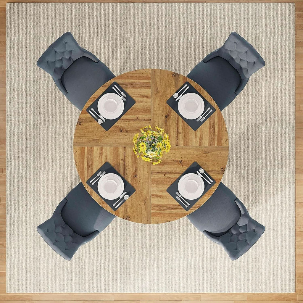 Round Dining Table Wood 47 Inch Burlywood Finish Farmhouse