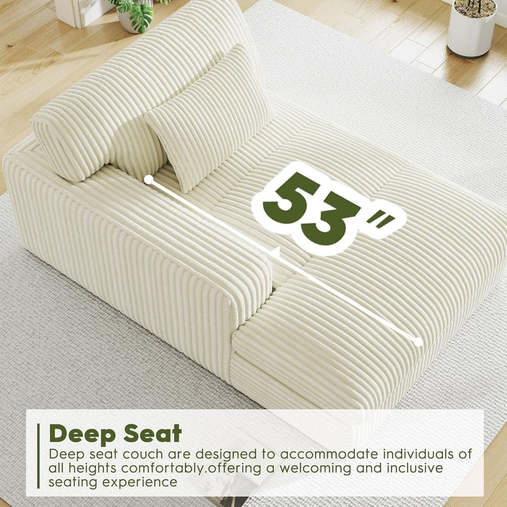 Oversized Corduroy Chaise Lounge Chair Snow White Plush