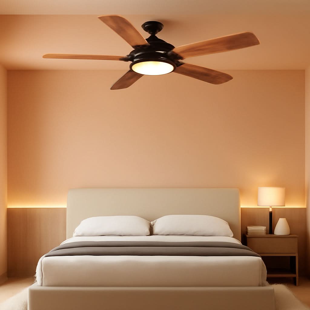 52 Inch Black Ceiling Fan With Remote Control Lights