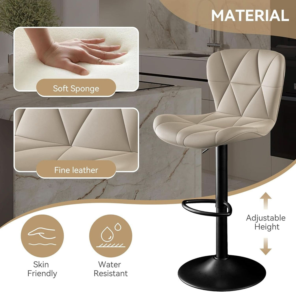 Adjustable Swivel Bar Stools Set of 2 in Khaki Finish