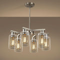6 Light Farmhouse Brushed Nickel Pendant Chandelier