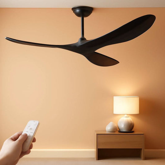 52 Inch Matte Black Ceiling Fan With Remote Walnut Blades