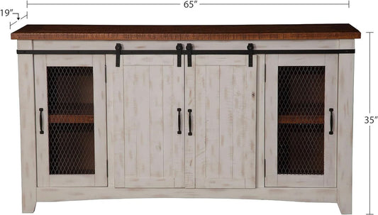 65 Inch Solid Wood TV Stand With Ample Storage Cabinet
