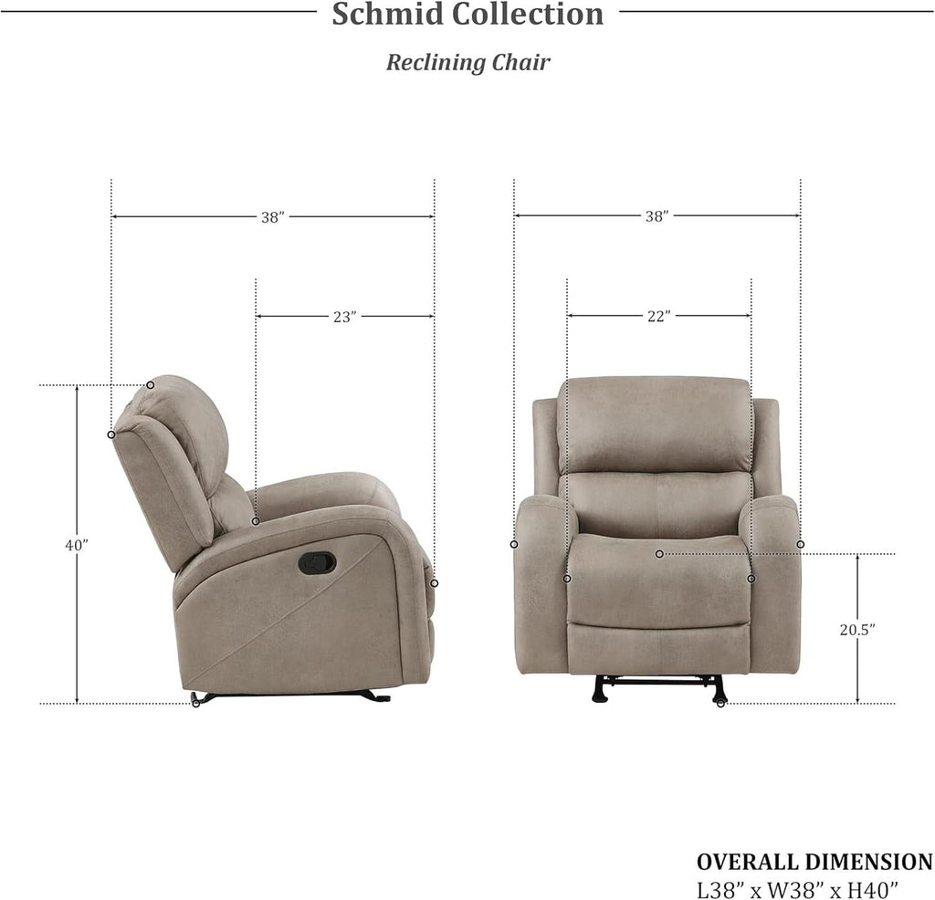 Polished Microfiber Manual Reclining Sofa Set Brown 3 Piece