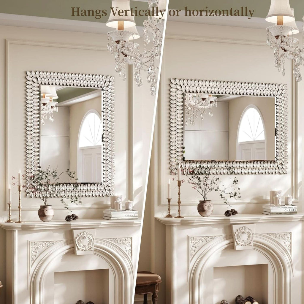 30X40 Inches Jeweled Bathroom Wall Mirror Large Rectangle Vanity Decor