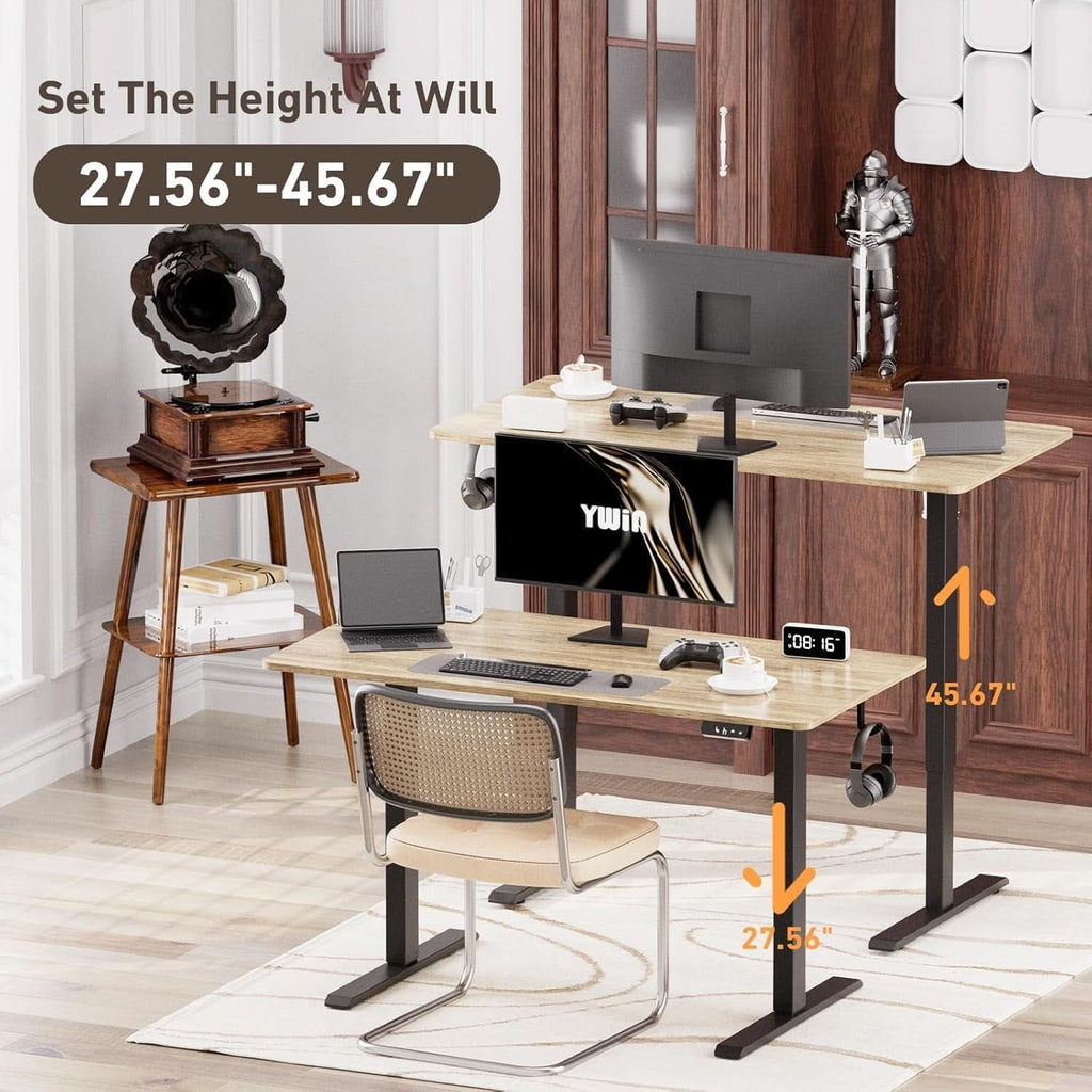 Electric Height Adjustable Standing Desk with Wheels