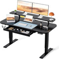 Electric Standing Desk With Drawers 48x24 Black Height Adjustable
