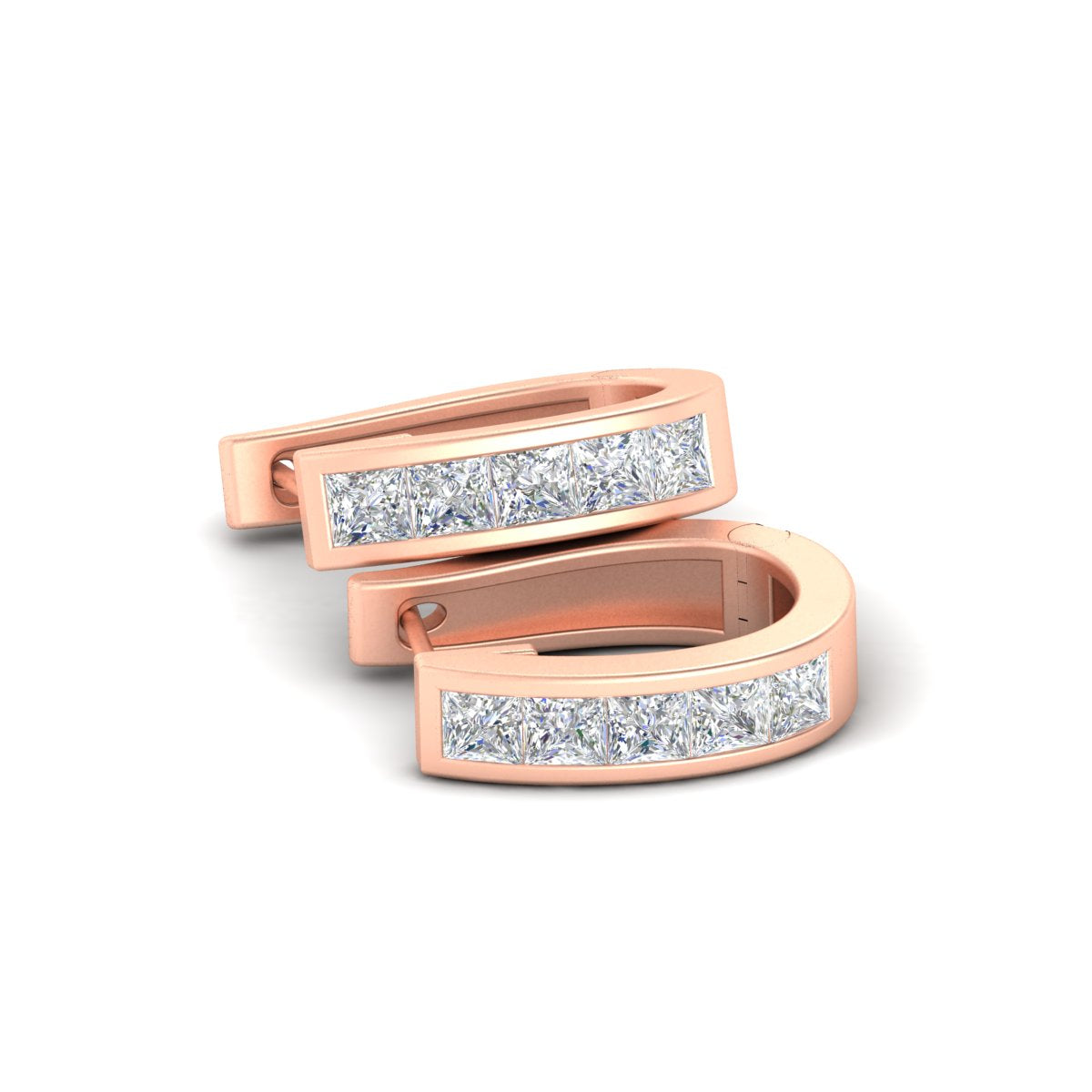 Channel Set Huggie Hoop Earring
