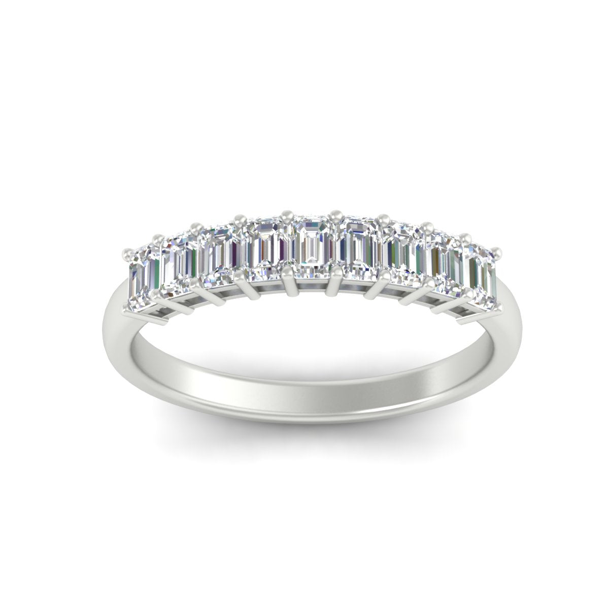 1 Carat Nine Stone Emerald Cut Wedding Band