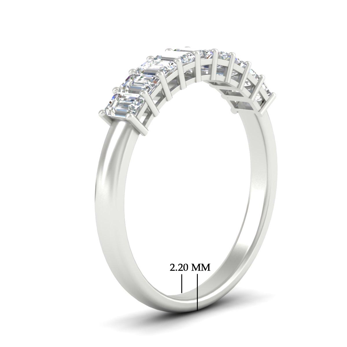 1 Carat Nine Stone Emerald Cut Wedding Band