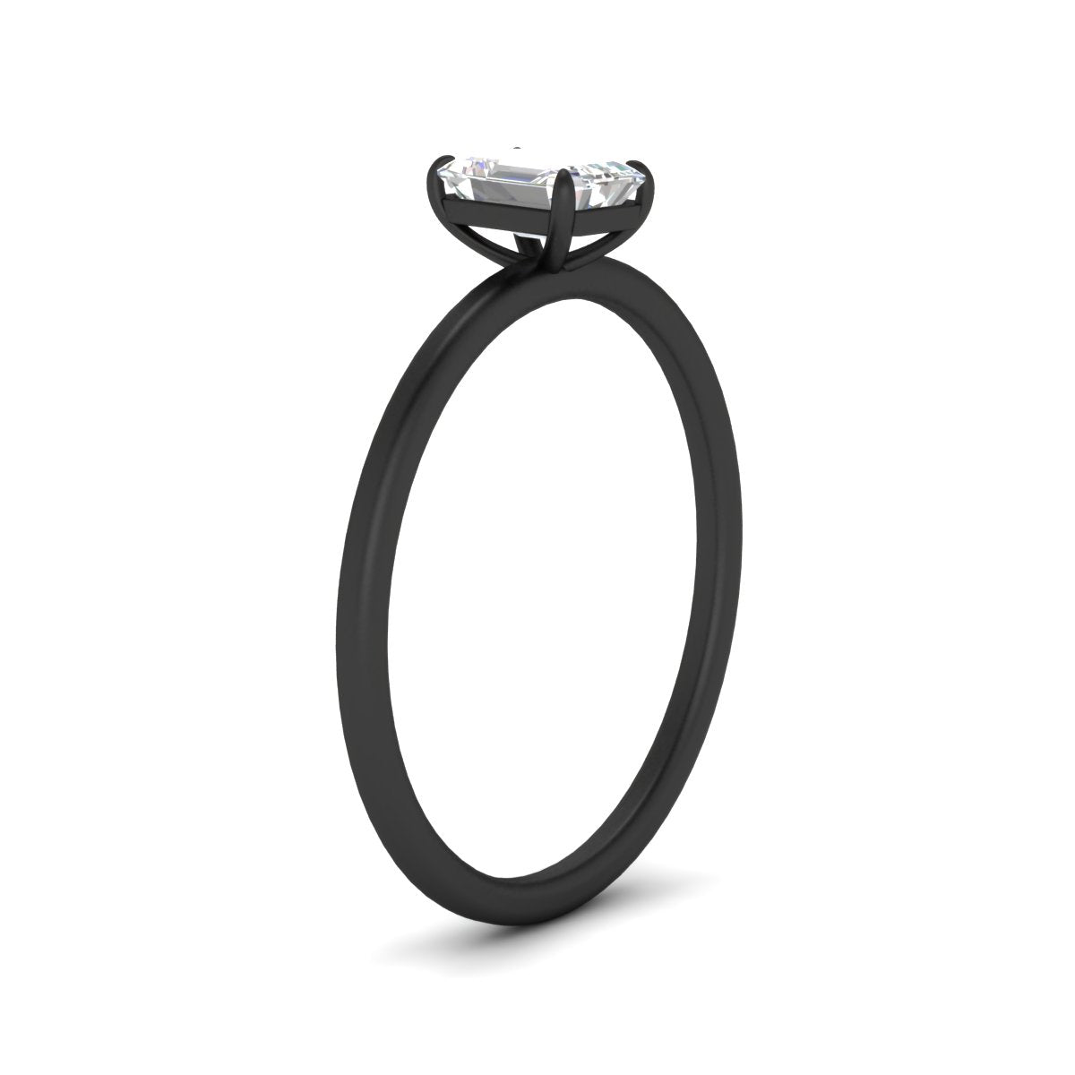 Emerald Cut Thin Classic Solitaire Ring