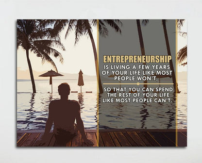 Entrepreneurship Is Living Your Life For A Few Years Like Most People Won't Framed Canvas Wall Art